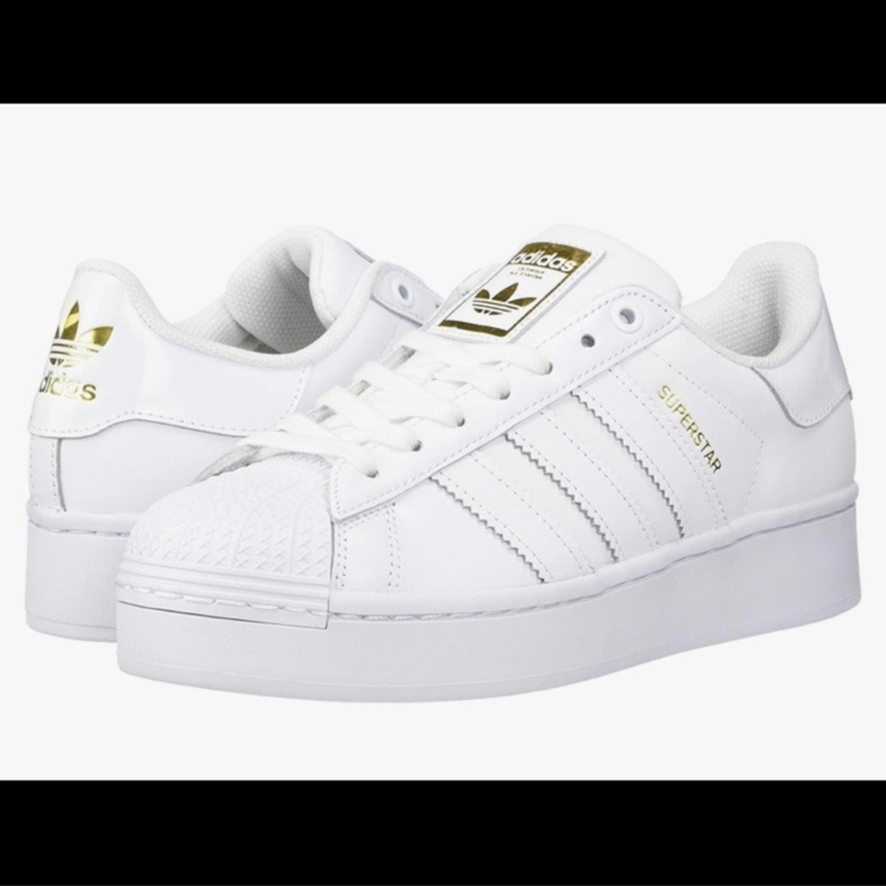 6.5 Adidas Originals Superstar BOLD gold patent shell toe tennis shoe sneaker